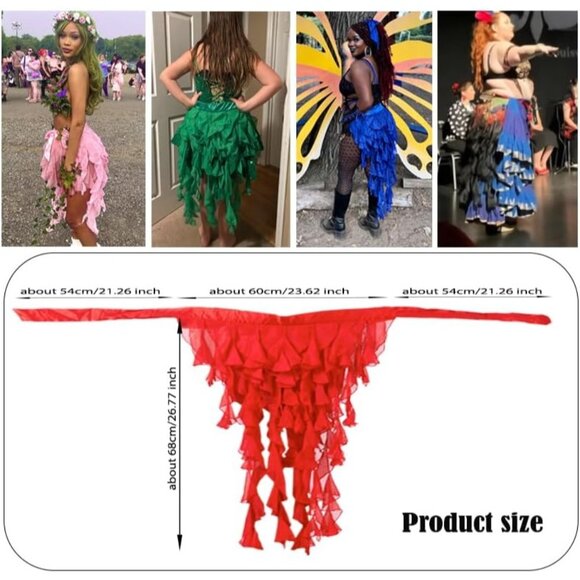 Women's Belly Dance Hip Scarf Black Skirt Tassel Wave Design for Latin Dance - Picture 3 of 3